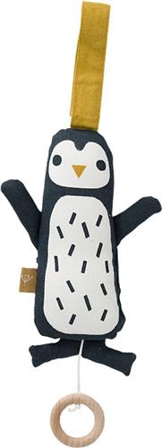 Fresk Muziekdoos - 15 x 12 cm - Muziekbox met Kalmerend Deuntje - Kraamcadeau - Baby Cadeau - Zwart - Pinguïn