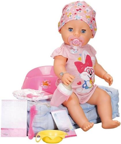 43cm Levensechte Pop - Realistische Functies - Zacht Aanraakbaar - Beweegbare Gewrichten - Eet - Slaapt - Huilt - Gebruikt Het Potje - 11 Accessoires - Roze - Magic Girl