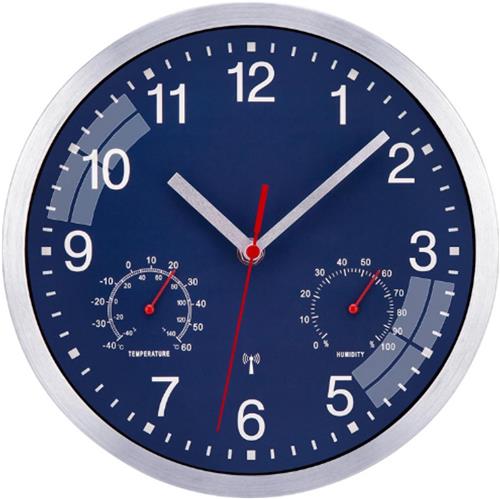 Radiogestuurde Wandklok 25 Cm - Geruisloze Kwarts Klok Op Batterijen - Grote Eenvoudig Afleesbare Wandklok - Perfect Voor Thuis, Keuken, Kantoor, Slaapkamer, School - Blauw