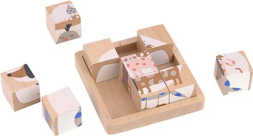 Lässig Houten dierenpuzzel kubus - Little Mateys