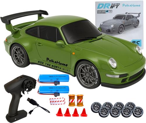 PolkaHome® Zeer snelle RC auto drift- RC drift car- RC car speelgoed- Drift auto afstandsbestuurbaar 20km/uur 1:24 Afstandsbediening Driftauto, inclusief 2 batterijen, 2.4Ghz 4WD bestuurbare Auto, Speelgoed voor jongens en meisjes