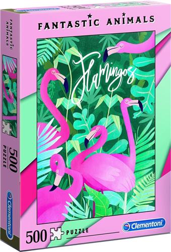 Clementoni - Fantastic Animals puzzel - Flamingos - 500 stukjes, puzzel volwassenen