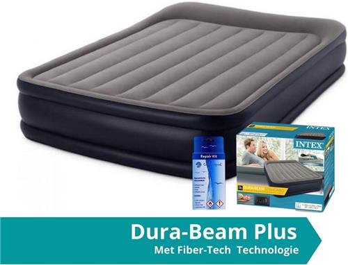 Intex Pillow Rest Deluxe - Luchtbed - 2 Persoons - Inclusief Ingebouwde Pomp en Repairset - 203x152x42 cm - PVC - Donkerblauw