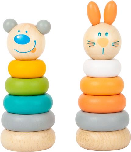 Small Foot - Houten Stapeltoren Dier Pastel, 6dlg.
