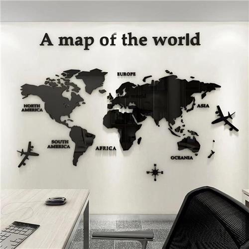 Wereldkaart Muurschildering - Inspirerend Interieurdecor - Gedetailleerde Wereldkaart Sticker - Levendige Kleuren - Eenvoudig aan te brengen - Maatnaam: 230*120