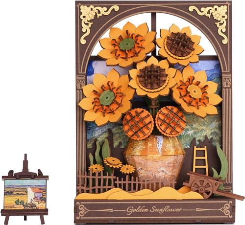 Robotime Golden Sunflower - Rowood Wooden Floral Paintings - TH002 - Bouwpakket - Bloemen - Schilderij - Knutselen