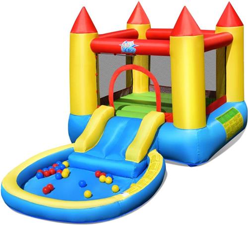 Springkussen - Het Magische Kasteel met Waterlijbaan, Spronggebied en Opblaasbare Pret voor Kinderen