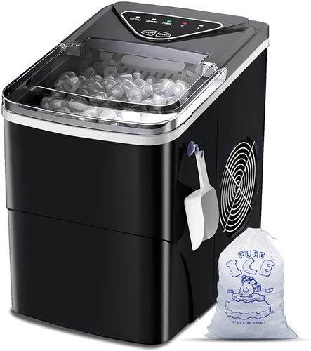 IJsblokjesmachine met Zelfreinigingsfunctie - 9 IJsblokjes in 6 Minuten - 15 kg IJs per 24 Uur - Draagbare IJsblokjesmaker voor Thuis, Keuken, Kantoor & Bar - Heldere IJsblokjes - Compact en Stil Design