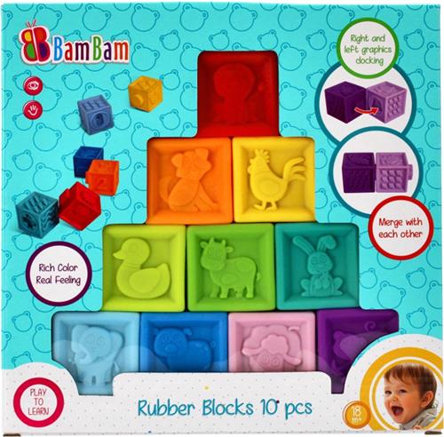 BamBam - Set sensorblokken, rubberen cijferblokken 18m+, 10 stuks