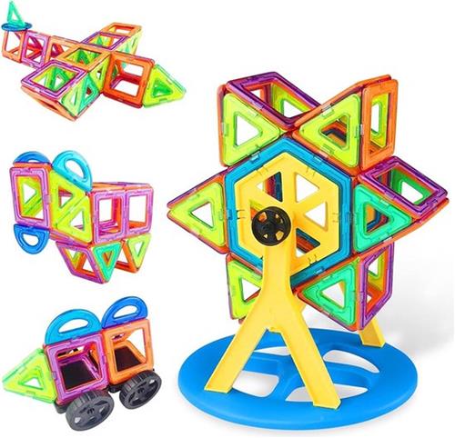 Magnetische bouwstenen - educatief speelgoed voor kinderen - jongens en meisjes 3-8 jaar - set van 84