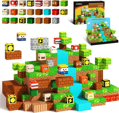 Magnetisch Bouwstenen Speelgoed  48-delig Constructiespeelgoed  Educatief STEM Speelgoed  Houthakker Blokken  Cadeau voor Kinderen 3 t/m 10 Jaar  Magnetische Blokkenset voor Jongens & Meisjes  Creatief Bouwen en Spelen