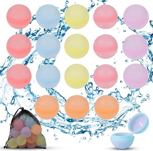 Herbruikbare waterballonnen snel vulbare zachte waterbommen waterspeelgoed zwembadspeelgoed strandspeelgoed kleurrijk gemengd waterbal voor kinderen zomer buiten 18 stuks met bonuszakje