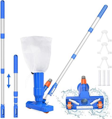 40 inch draagbare zwembad spa vijver mini jet onderwater stofzuiger met verstelbare 3 stuk uitbreidbaar step-up dikker telescopische paal borstel tas universele fit handgreep - Opblaasbaar zwembad accessoire