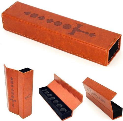 Dice tray dobbelsteenzakje in pen-en-papier dobbelsteendesign van stijlvol leer voor tabletop-rollenspellen zoals D&D-Cthulhu-DSA voor het presenteren en vervoeren van 7 polyhedrale dobbelstenen dice tray