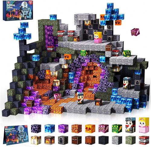 Magnetische Bouwblokken Set  150-delig Constructiespeelgoed  Donker Kasteel Bouwset  Montessori Magneten voor Kinderen van 6 tot 12 Jaar  Educatief Speelgoed  Creatief Bouwen  Cadeau voor Jongens en Meisjes
