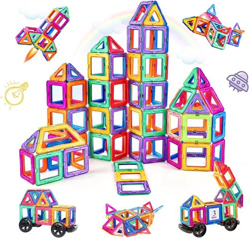 Magnetische Tegels Kinderen  82-delige Magnetische Bouwstenen  Educatief STEM Speelgoed  Magnetisch Bouwspeelgoed vanaf 3 Jaar  Leerzaam Constructiespeelgoed  Cadeau voor Jongens en Meisjes  Kerstcadeau Kind