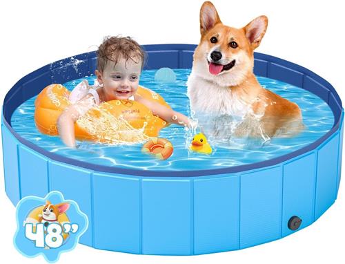 PVC Hondenbad - Draagbaar Hondenbad - Opvouwbare Hondenpool - Plastic Hondenbad - Dierenbad voor Zwemmen en Baden - 47,2 x 12 cm