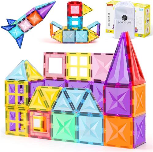 Magnetisch Blokken Bouwset voor Kinderen  60-delige Educatieve Constructieset  Magnetisch Speelgoed vanaf 3 Jaar  Creatieve Bouwstenen  Cadeau voor Jongens en Meisjes  Magnetische Tegels  Educatief Speelgoed