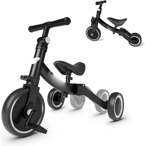 5-in-1 Loopfiets voor Kinderen - Tricycle en Balansfiets - Loopfiets en Rennend Hulp voor Kinderen van 1 tot 4 Jaar - Zwart