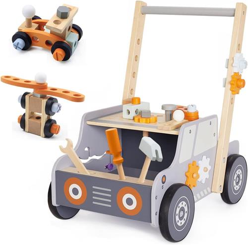 Houten Loopwagen voor Baby's - Werkbank voor Peuters - Baby Activiteitencentrum - Montessori Speelgoed voor Kinderen van 1-3 Jaar - Geschikt voor Jongens en Meisjes