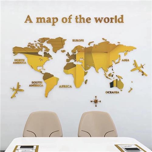 Wereldkaart Muurschildering - Realistische Wereldkaart Afbeelding - Hoogwaardig Vinyl - Eenvoudige Installatie - Levendige Kleuren - Decoratieve Muurdecoratie - Interieur Accessoire - Sfeervolle Woondecoratie - Maatnaam: 180 * 100 cm