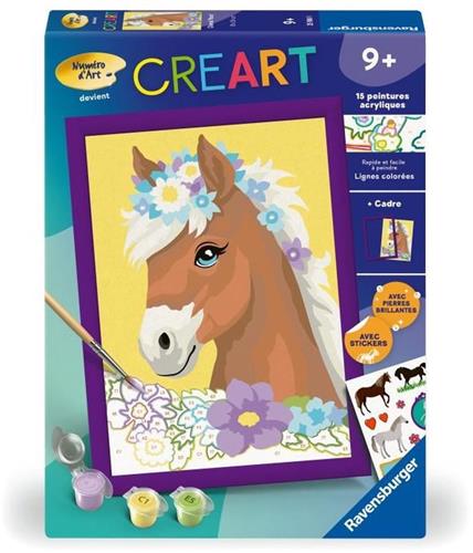 CreArt Kids 18x24cm Bloemenpaard - Schilderen op nummer - Vanaf 7 jaar - 25906 Ravensburger