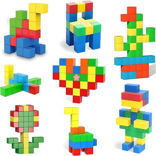 Magnetische Bouwblokken Set - 57 Stuks - 3D Educatief Speelgoed - STEM Constructie Tegels voor Kinderen - Magnetisch Speelgoed vanaf 3 Jaar - Bouwstenen Jongens & Meisjes - Kleurrijk Verjaardagscadeau