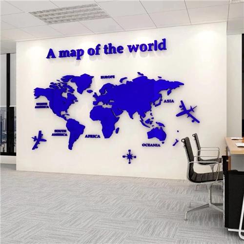 Wereldkaart Muurschildering - Groot Formaat - Gedetailleerde Kaartweergave - Sfeervolle Muurdecoratie - Educatief Ontwerp - Eenvoudige Installatie - Maatnaam: 120*60cm