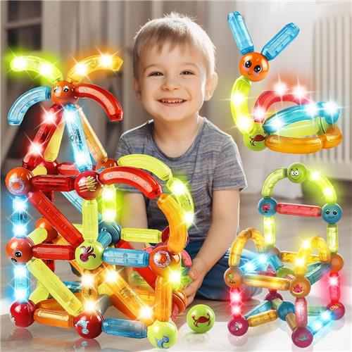 Magnetische Bouwblokken Set met 52 Stuks - Magnetisch Educatief Speelgoed - Magneten Sticks en Stapelblokken - Bouwset voor Kinderen vanaf 3 Jaar - Creatief Constructiespeelgoed voor Jongens en Meisjes