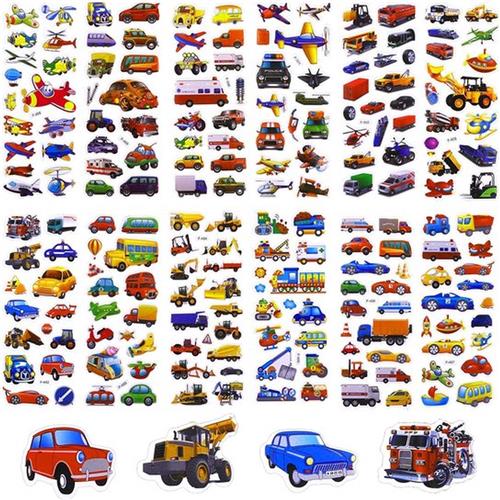 3D gezwollen stickers voor kinderen, 12 vellen auto's en vrachtwagenstickers kinderstickers leraar beloningsstickers doe-het-zelf decoratie sticker voor knutselen scrapbooking meisje jongen