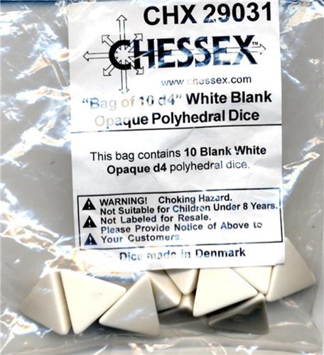 Chessex Opaque Wit Blanc D4 Dobbelsteen Set (10 stuks)