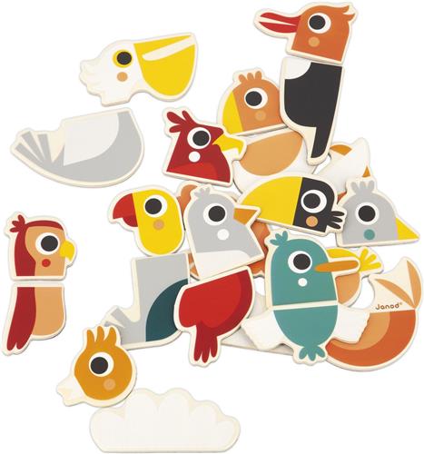 Janod - Magneetset Mix en Match Vogels - 24 Magneten - Geschikt Vanaf 2 Jaar