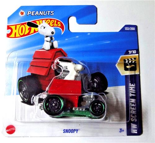 HOT WHEELS SNOOPY PEANUTS GREEN/RED 132/250 HW SCREEN TIME 7/10 SHORT CART