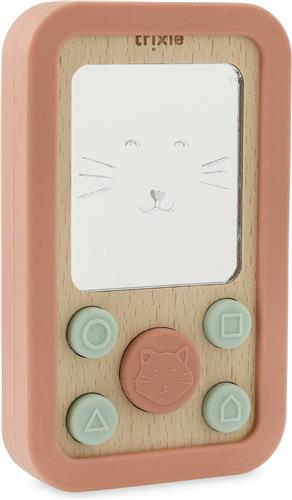 Trixie Baby Telefoon van Hout en Silicone - Mrs. Cat - Eerste Speelgoed voor Baby - Kraamcadeau - Baby cadeau