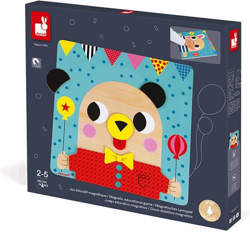 Janod Spel - Vrolijke Gezichten - Magnetisch Spel Inclusief 30 Magneten - Om Honderden Grappige Dieren Te Maken! - Ideaal Voor Het Ontwikkelen Van De Fijne Motoriek - Geschikt Vanaf 2 Jaar