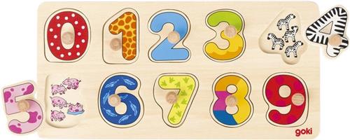 Goki Houten Cijferpuzzel met Noppen 30x15cm