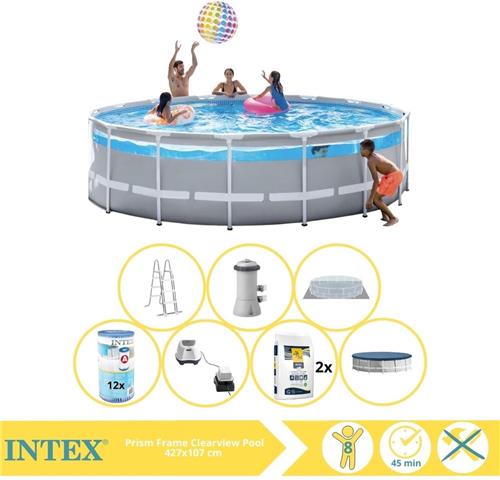 Intex Prism Frame Zwembad - Opzetzwembad - 427x107 cm - Inclusief Filter, Zoutsysteem en Zout