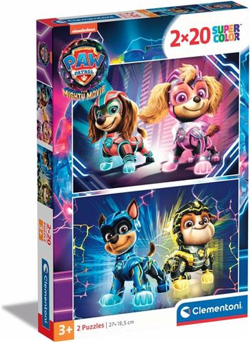 Clementoni - Puzzel - 2x20 Stukjes - PAW Patrol: The Mighty Movie - Puzzel Voor Kinderen