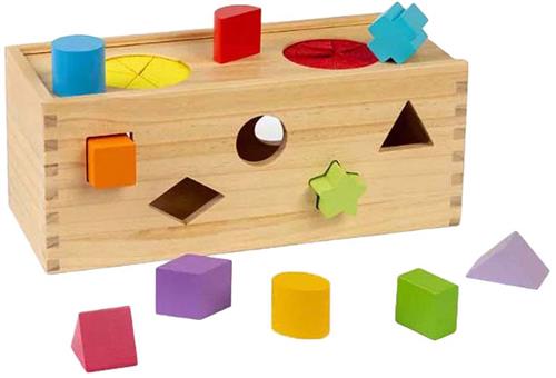 Bigjigs Houten Mystery box Vormenstoof, 10dlg.