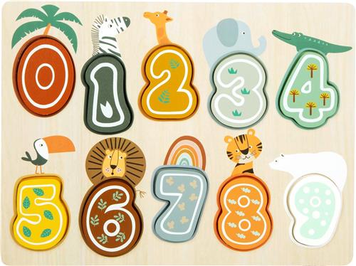 Small Foot - Houten Cijfer Puzzel Safari