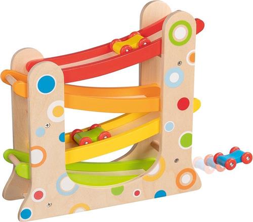 Goki Houten Auto Racebaan met 3 Auto's