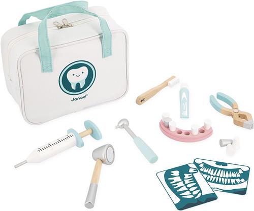Janod - Houten Tandartsset In Etui - Inclusief 14 Accessoires - Geschikt Vanaf 3 Jaar