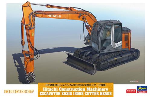 1:35 Hasegawa 66111 Hitachi Constructie Graafmachine Zaxis 135US met Sloopkoppen Plastic Modelbouwpakket