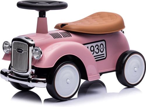 sun baby Loopauto voor kinderen vanaf 1 jaar Retro Classic, kinderauto, loophulp met claxon, pieptoon, opbergvak onder zitting (Roze)