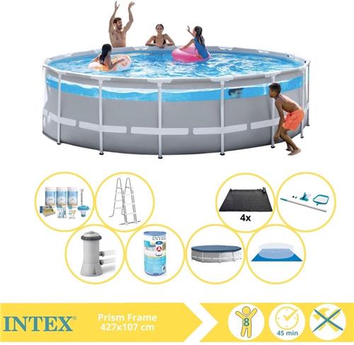 Intex Prism Frame Zwembad - Opzetzwembad - 427x107 cm - Inclusief Onderhoudspakket, Filter, Onderhoudsset en Solar Mat