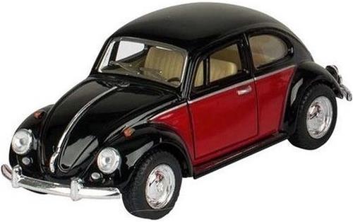 Modelauto Volkswagen Kever two-tone zwart/rood 13 cm - speelgoed auto schaalmodel - miniatuur model