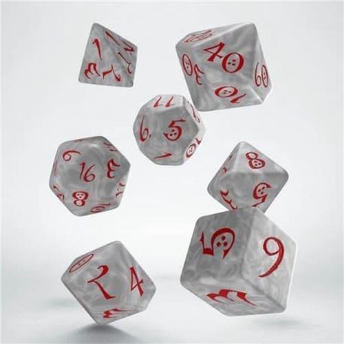 Classic RPG Dice Set pearl & red (7)