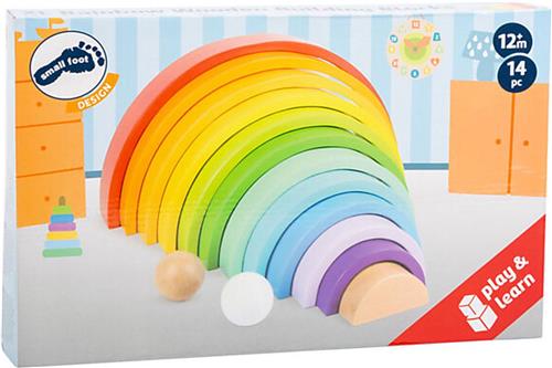 Small Foot - Houten Bouwblokken Regenboog XL, 14dlg.