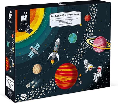 Janod Educatieve Puzzel - Het Zonnestelsel - 100 Stukjes - Ontdek Het Zonnestelsel Op Een Leuke Manier Met Deze Educatieve Puzzel! - Geschikt Vanaf 5 Jaar