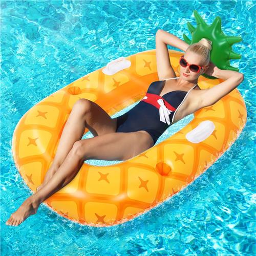 Unyqoos® Opblaasbaar Ananas Zwembadligbed met Veiligheidsgrepen voor Zomerplezier
